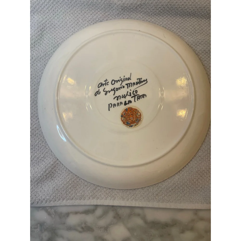 Gregorio Martinez Signed Mexican Folk Art Plate Bird Design 12” Hand Painted MCM - Picture 5 of 8